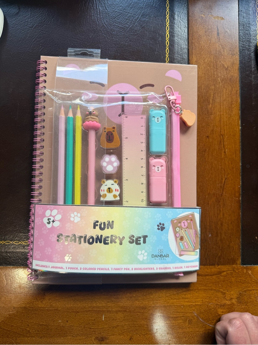 Fun Stationery Set - Pink Bear Notebook with Pastel Accessories